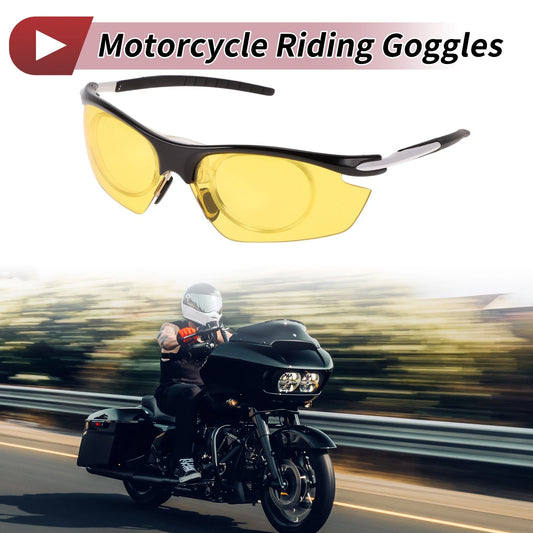1 Pc Motorcycle Riding Goggles Yellow Lens Black White Frame for Motorcycle