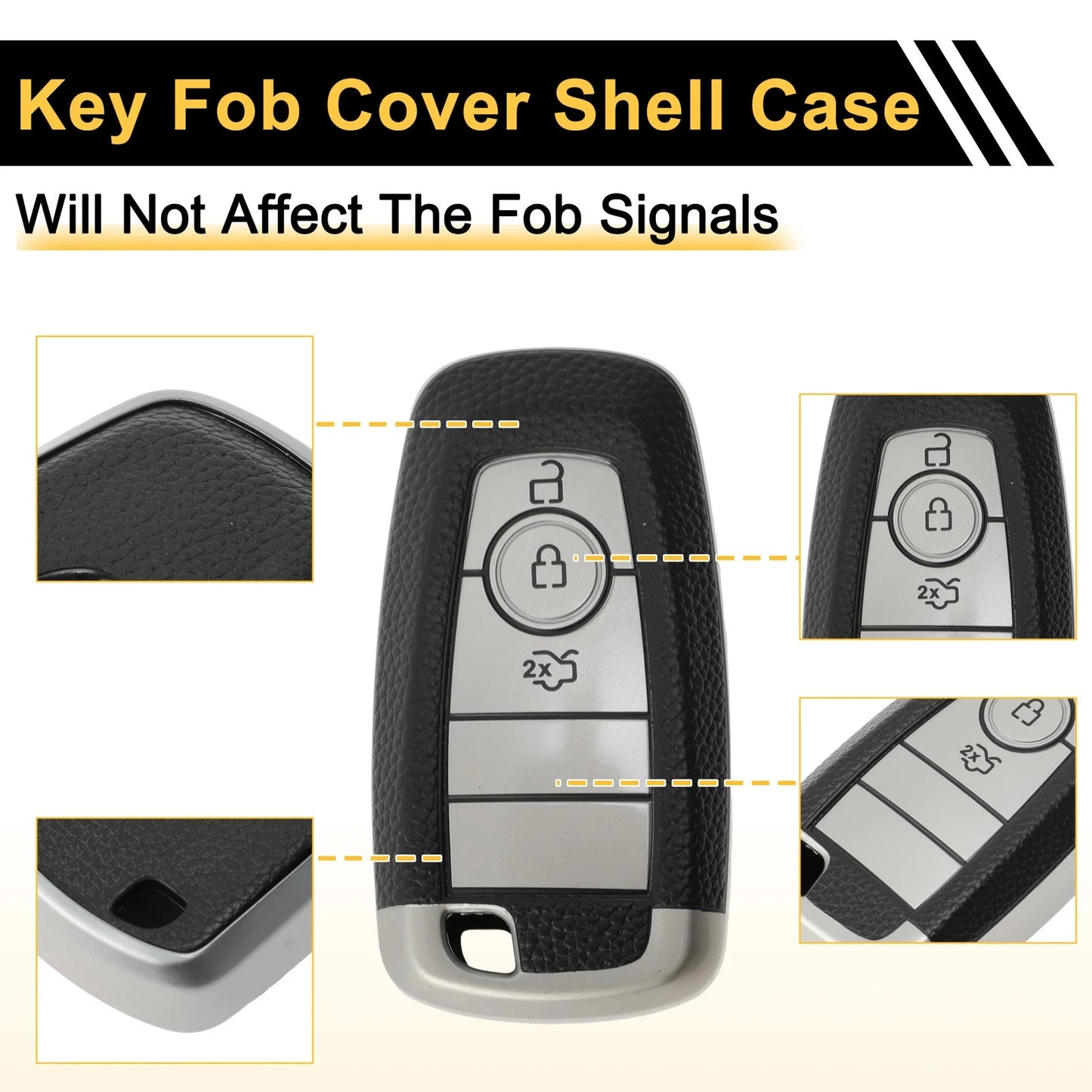 Silver TPU Silicone Key Fob Cover Case for Ford Mondeo