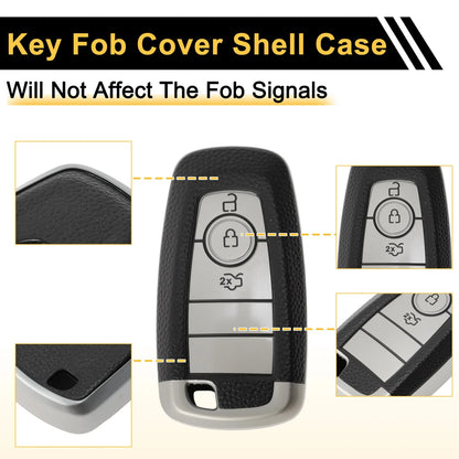 Silver TPU Silicone Key Fob Cover Case for Ford Mondeo