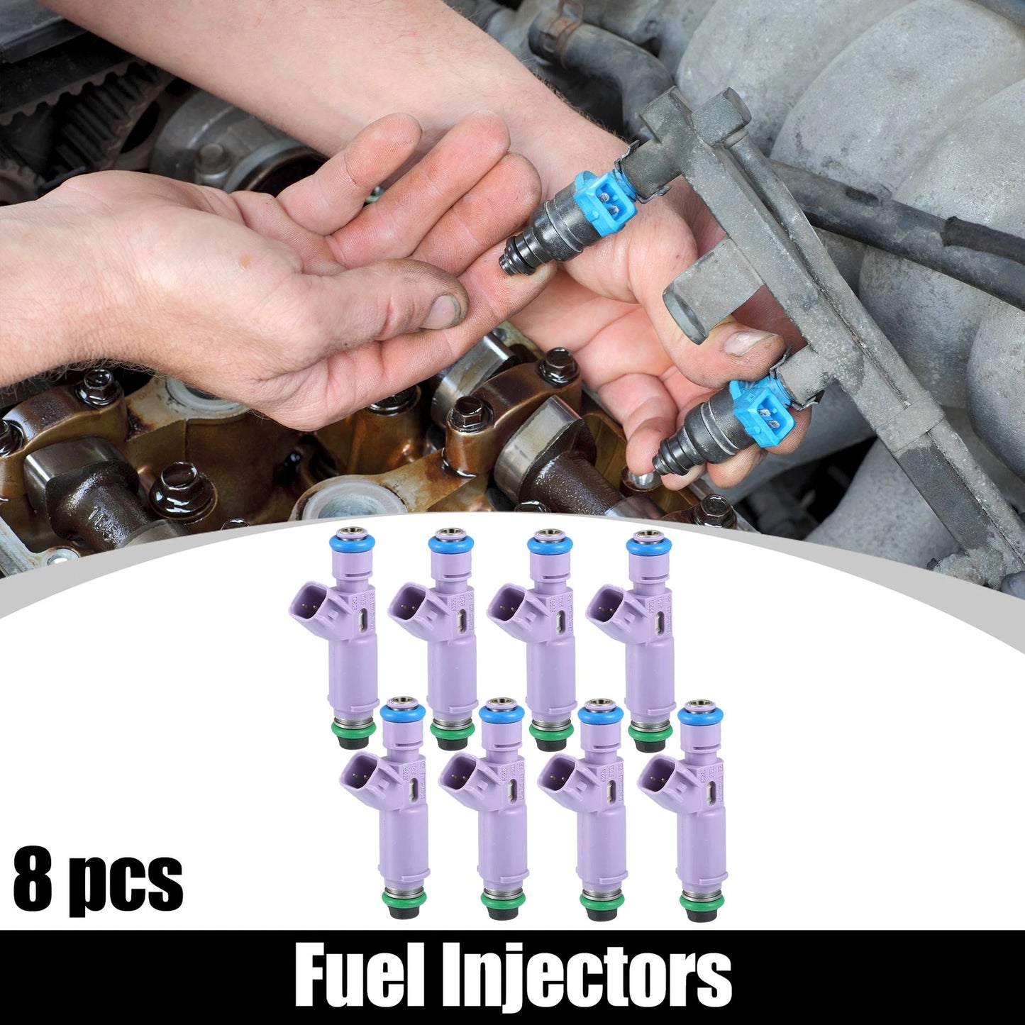 8 Pcs Fuel Injectors for Ford F-150 (2009-2010) Metal Purple