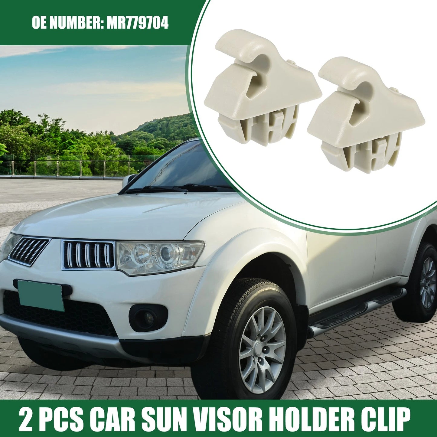 Car Sun Visor Holder Clips for Mitsubishi Montero (2001-2006) Beige