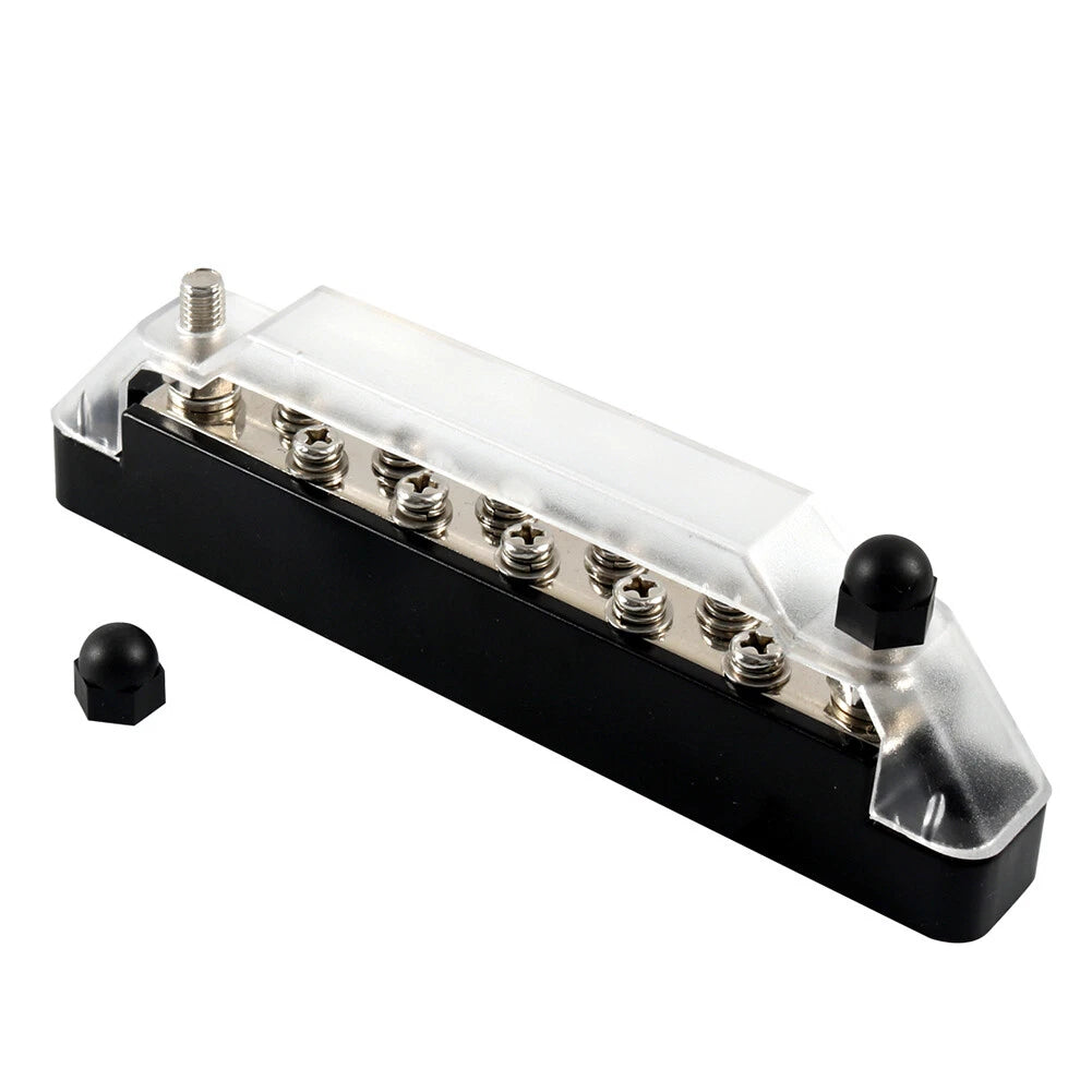 10 Terminal Power Distribution Block with Cover for Car Marine RV Boat Black