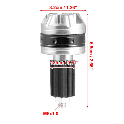 Pair 18mm Handlebar End Plug Bar Ends Aluminum Alloy Silver Tone for Motorcycle