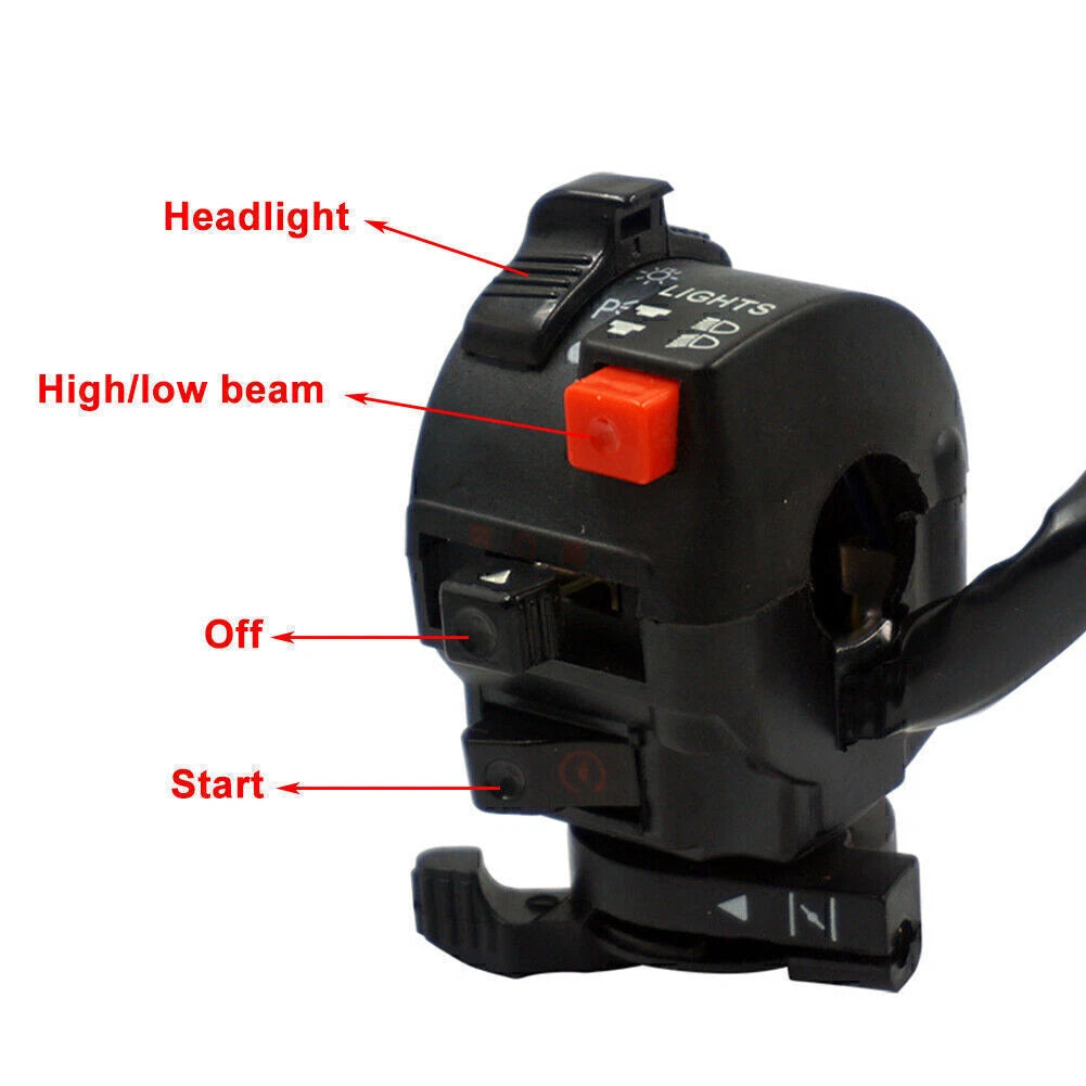 22mm 7/8" Handlebar High/Low Beam On/Off Headlight Throttle Switch for Make & Model