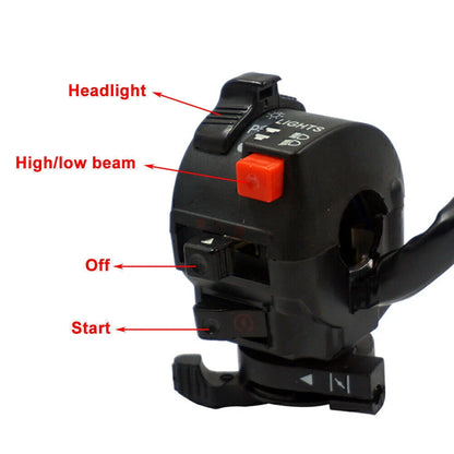 22mm 7/8" Handlebar High/Low Beam On/Off Headlight Throttle Switch for Make & Model