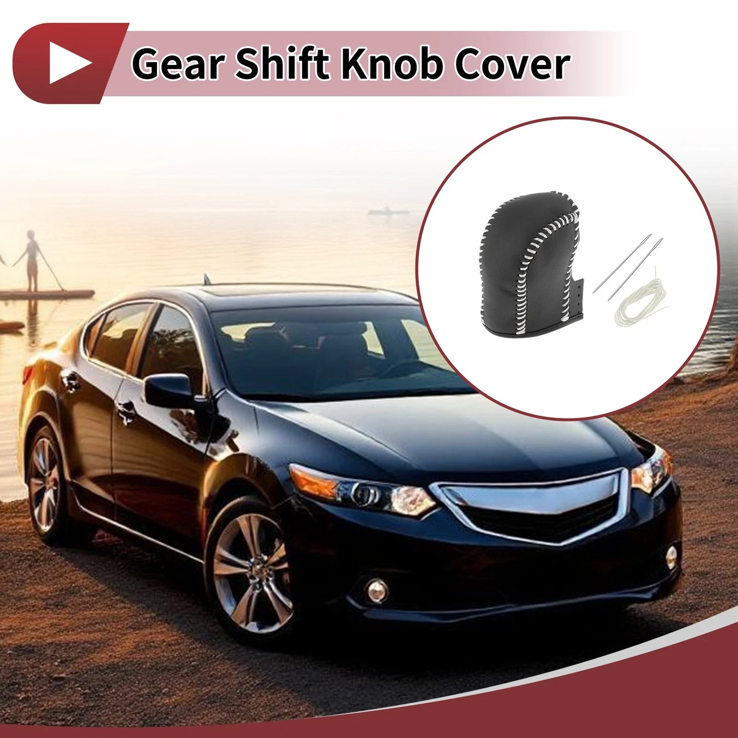 Gear Shift Knob Cover 1Pc for Acura ZDX (2010-2012) Faux Leather Black Beige