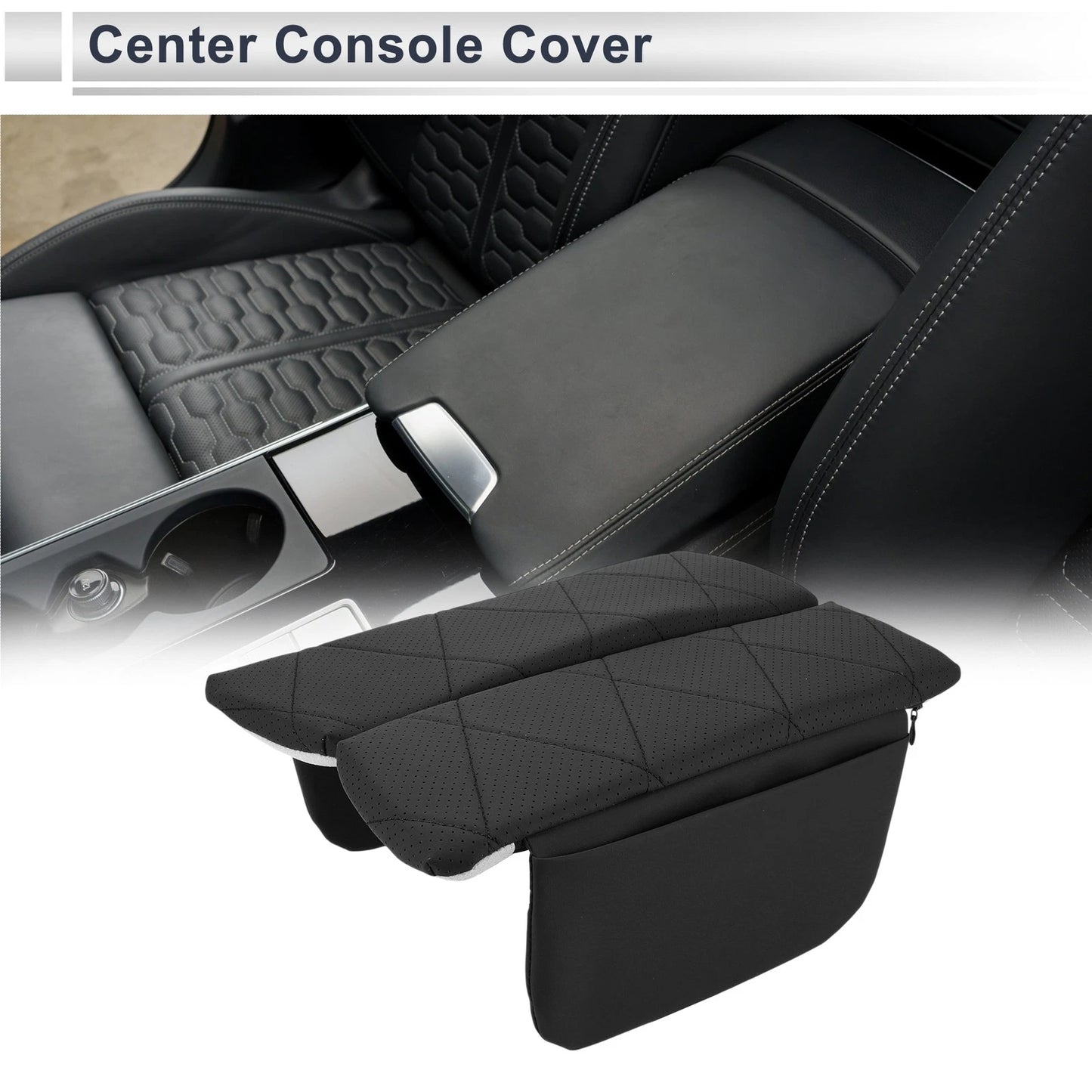 Car Center Console Cover for BMW X5 2019-2024 with Storage Bag Black