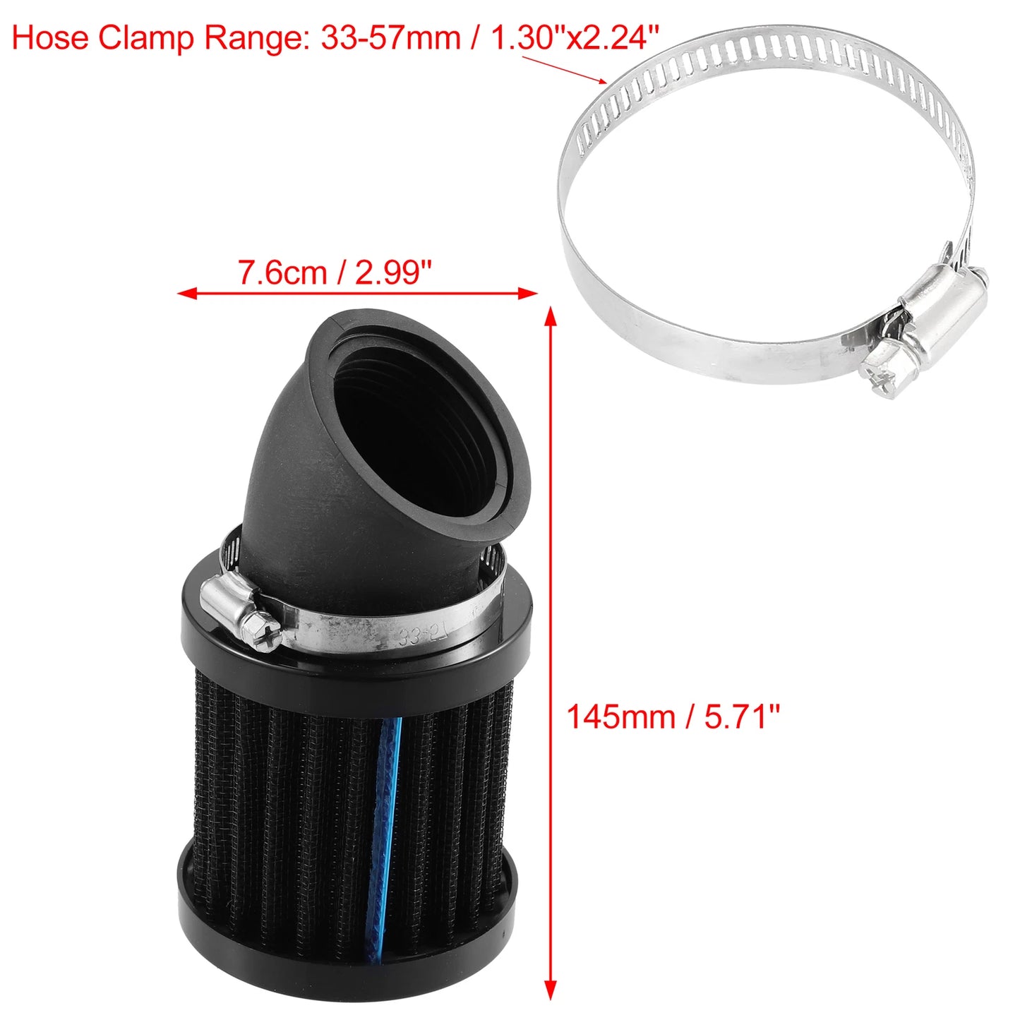 Universal 28mm-48mm Air Filters for Honda Motorcycle - Black