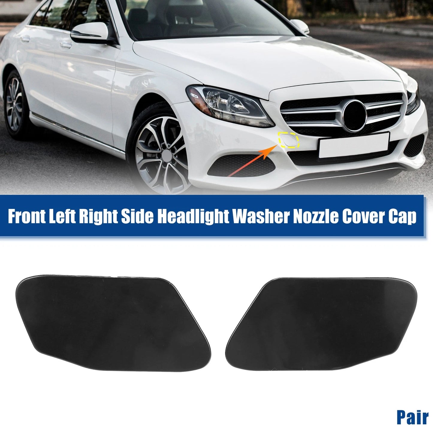 Pair Front Left & Right Headlight Washer Nozzle Covers for BMW X3 (2010-2017)