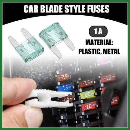 50 Pcs Mini 1AMP Blade Fuses for Car Short Circuit Protection