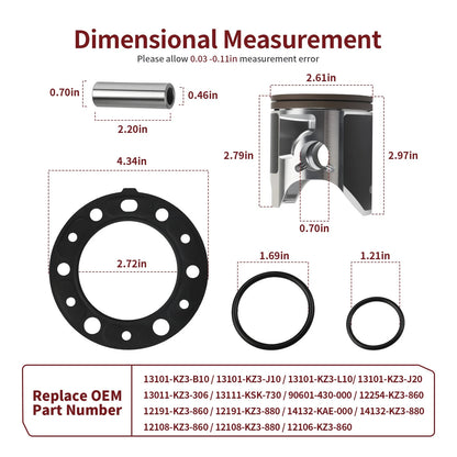 Piston Rings Gasket Kit 66.4mm Top End for Honda CR250R (1997–2001)
