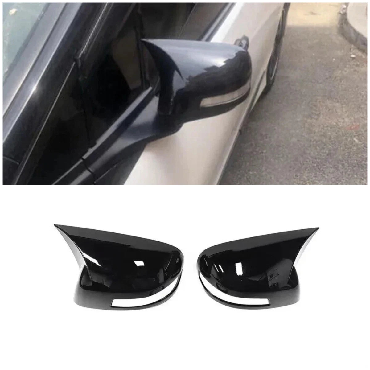 Glossy Black Ox Horn Rearview Mirror Lid Cover Trim for Honda Civic (2012-2015)