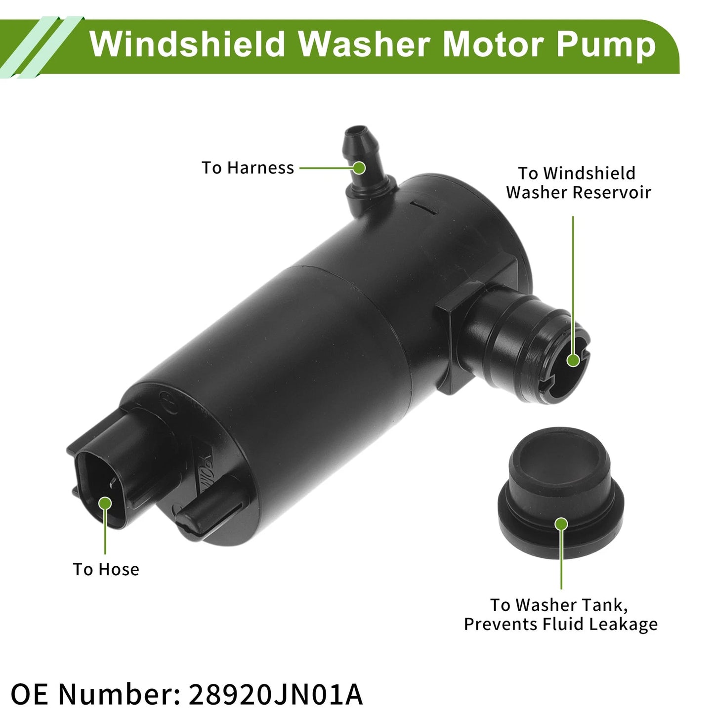 Windshield Washer Pump w/Grommet for Nissan (2007-2012)