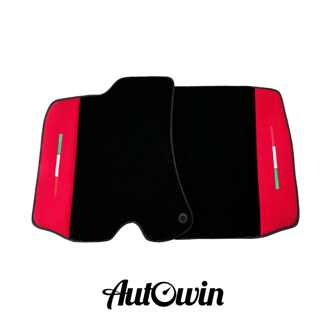 Black Floor Mats for Ferrari Roma (2021-2024) - AutoWin Brand with Red Alcantara