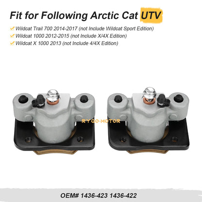 Front Brake Calipers & Pads for Arctic Cat Wildcat Trail 700 Wildcat 1000 X 1000