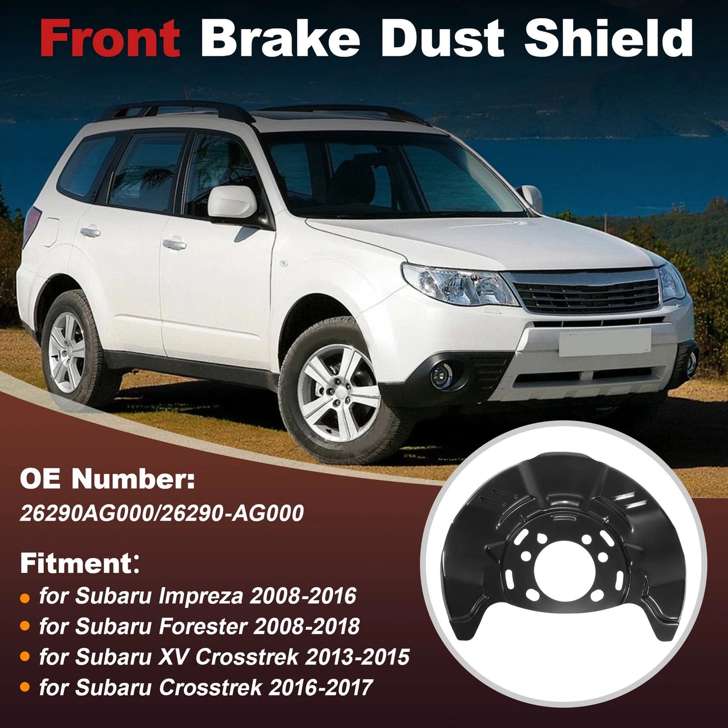 Front Brake Dust Shield for Subaru Impreza, Forester (2008-2016)