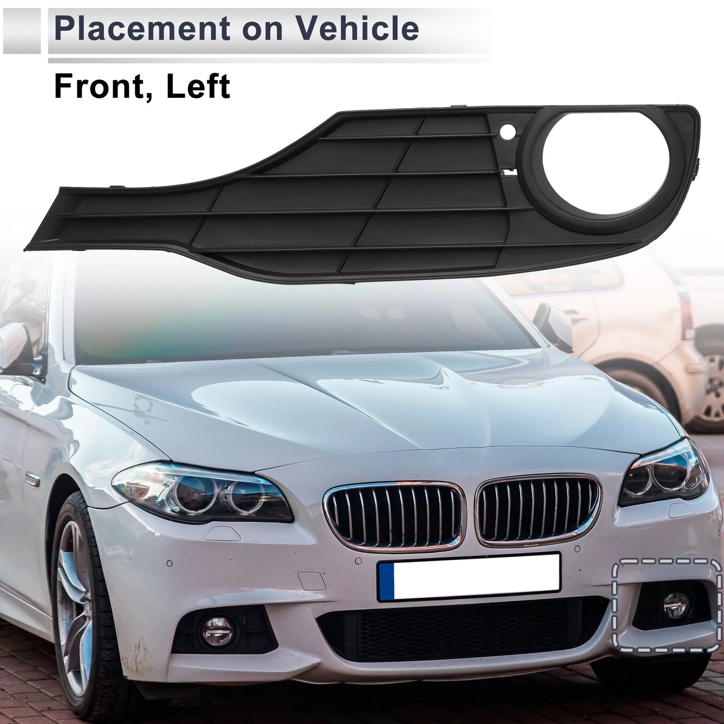 Left Front Fog Light Grill for BMW 320i (2013-2015) - 1 x Black Cover