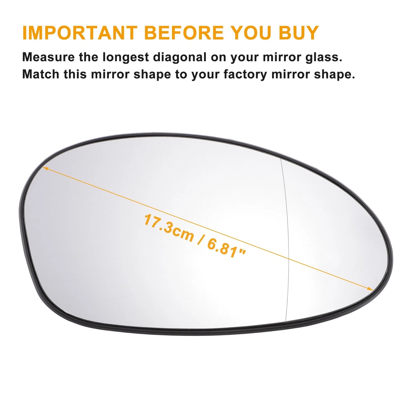 Right Side Mirror Glass w/ Back Heated for BMW 1 Series (2004 - 2009)