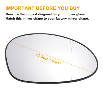 Right Side Mirror Glass w/ Back Heated for BMW 1 Series (2004 - 2009)