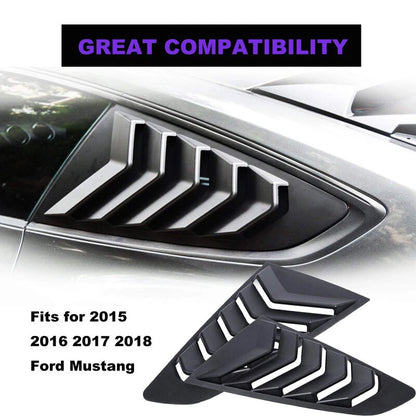 Glossy Black Side Vent Window 1/4 Quarter Scoop Louvers for 2015-2022 Ford Mustang