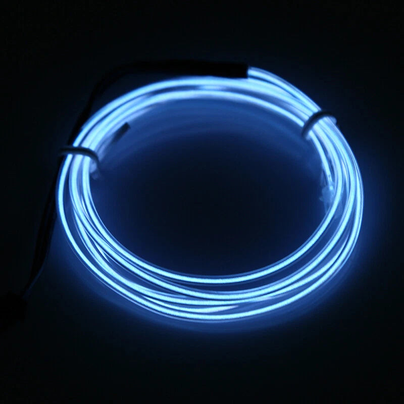 5M LED EL Wire White Cold Light Neon Strip for Car Interior Decor