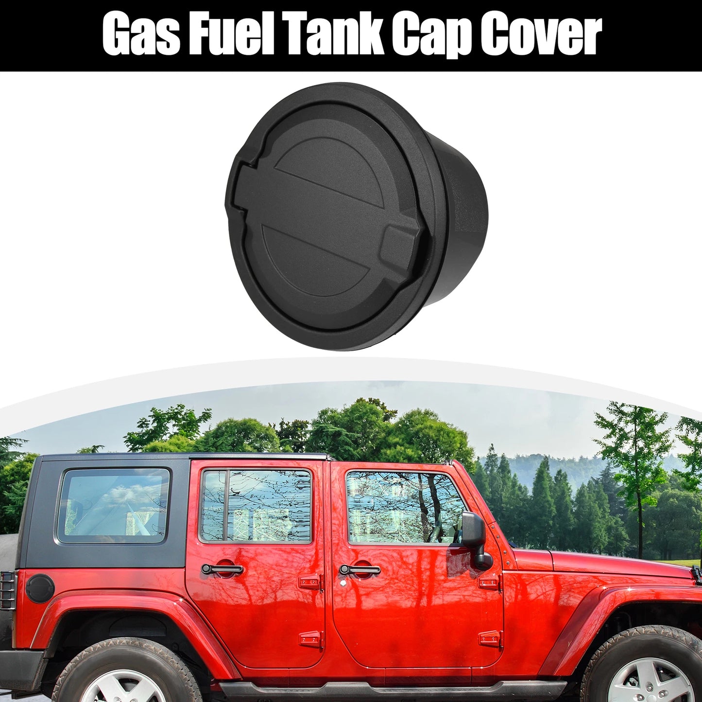 Gas Cap Fuel Filler Door Cover for Jeep Wrangler (2018-2022) Black