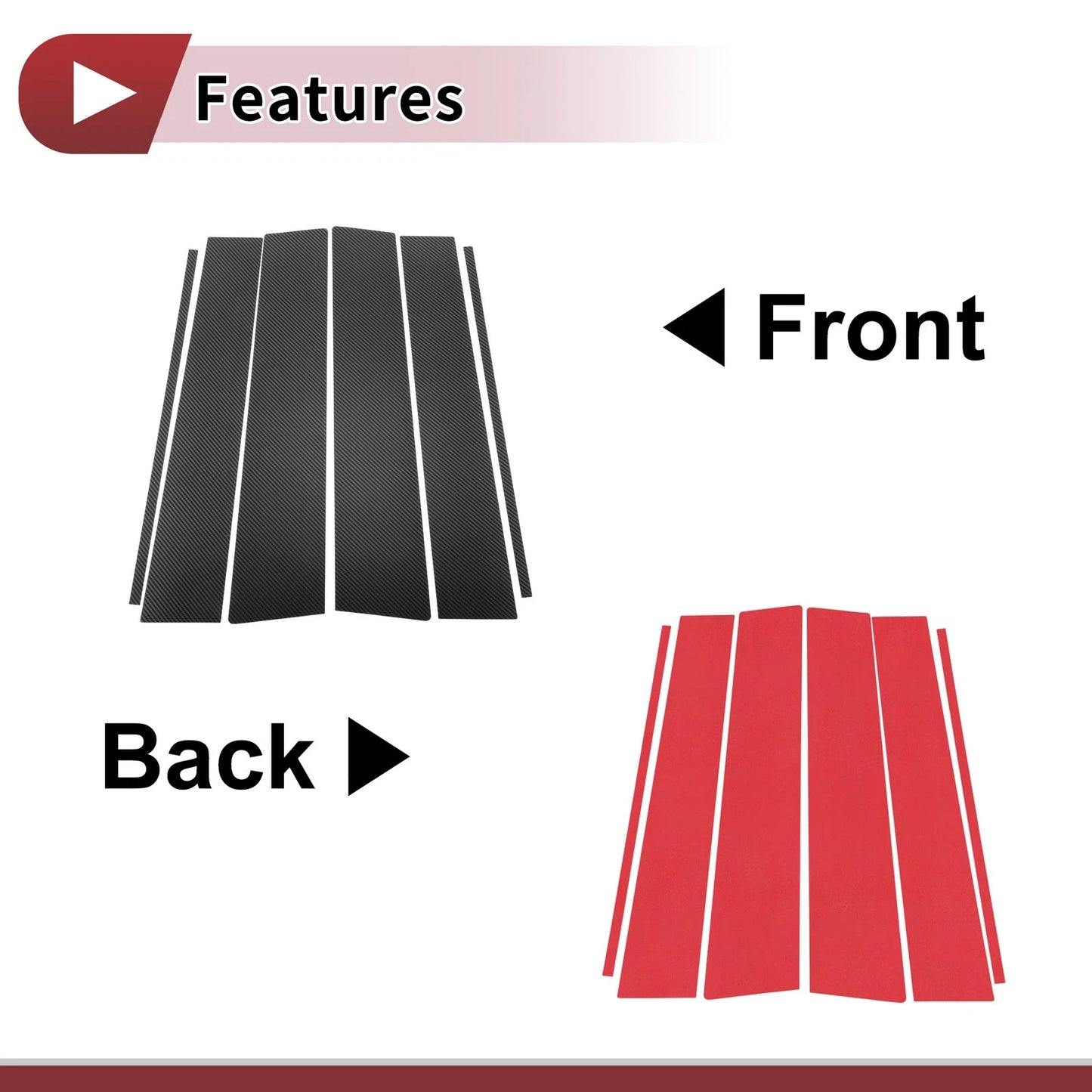 6 x Car Door Pillar Window Trim for Toyota Hilux (2015-2023) Carbon Fiber