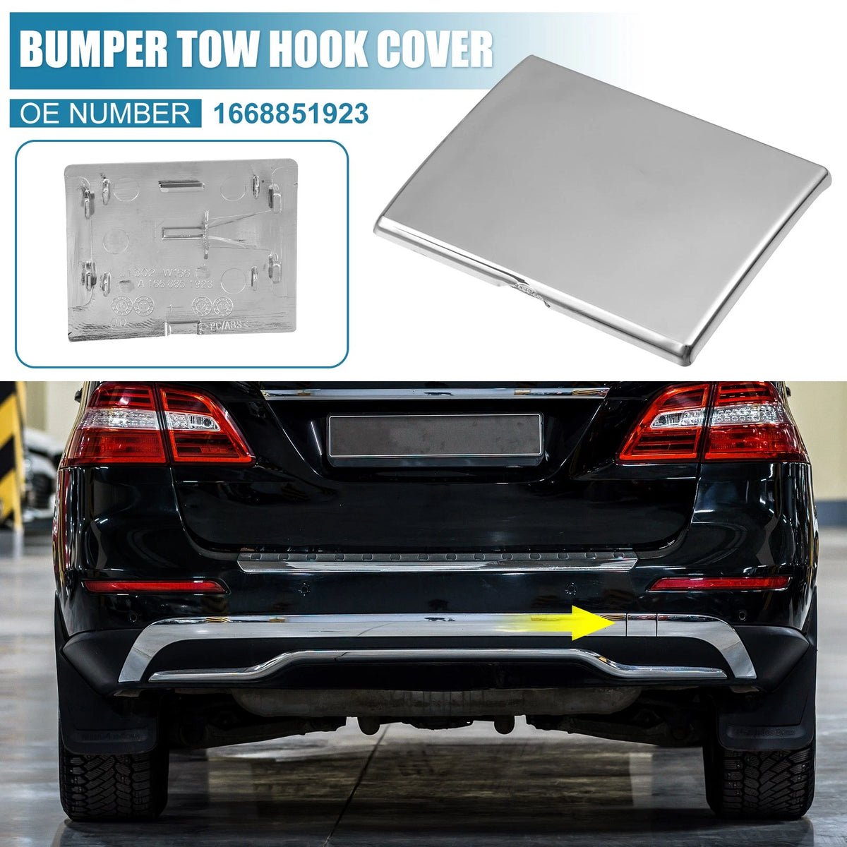 Rear Bumper Tow Hook Cover for Mercedes-Benz (2016-2023) Silver Tone