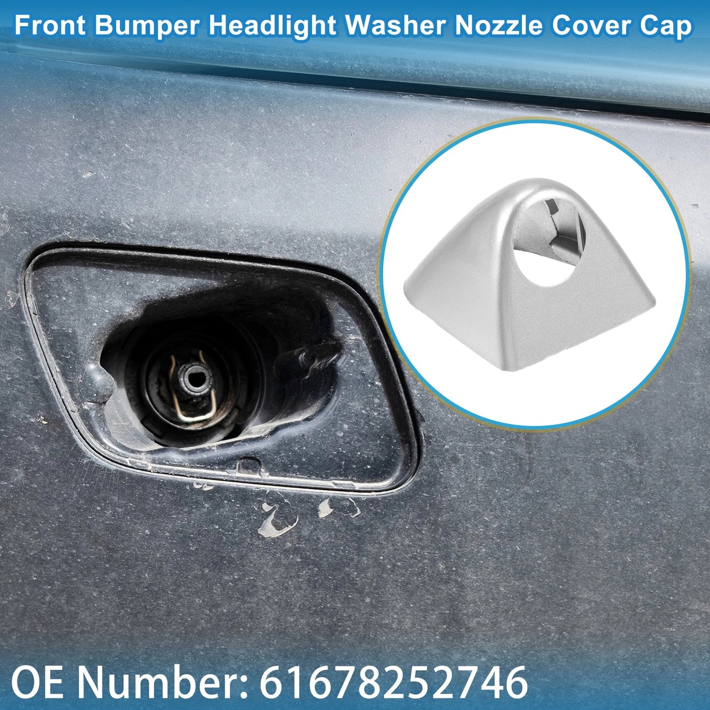 Washer Nozzle Cover Cap for BMW X5 (2000-2006) - Front Right Side, Silver Tone