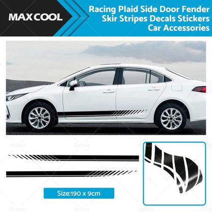 Racing Plaid Side Door Fender Skirt Stripes Decals for Car Accessories