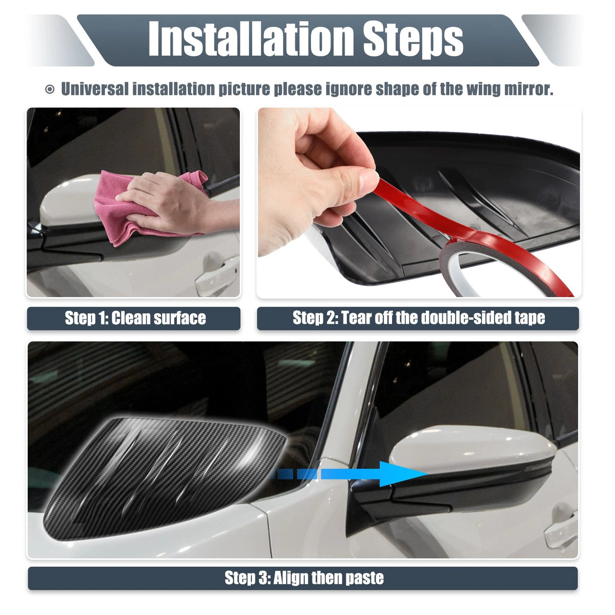 Rearview Mirror Cover Overlay Carbon Fiber for Mazda CX-3 (2017-2018)