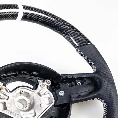 Carbon Flat Bottom 3 Spoke Leather Steering Wheel for Mini R50 R52 R53 (2001-2006)