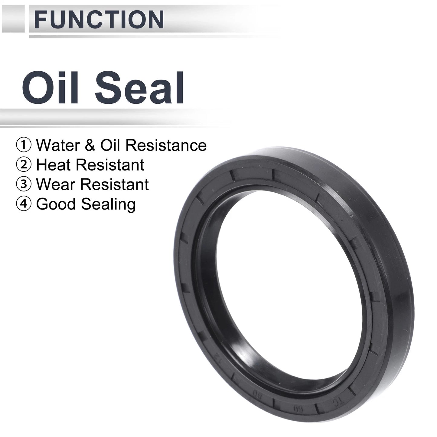 Oil Seal / 60x80x12mm / Seal Ring Rotary Shaft Seal NBR Black 5 Pcs for Universal