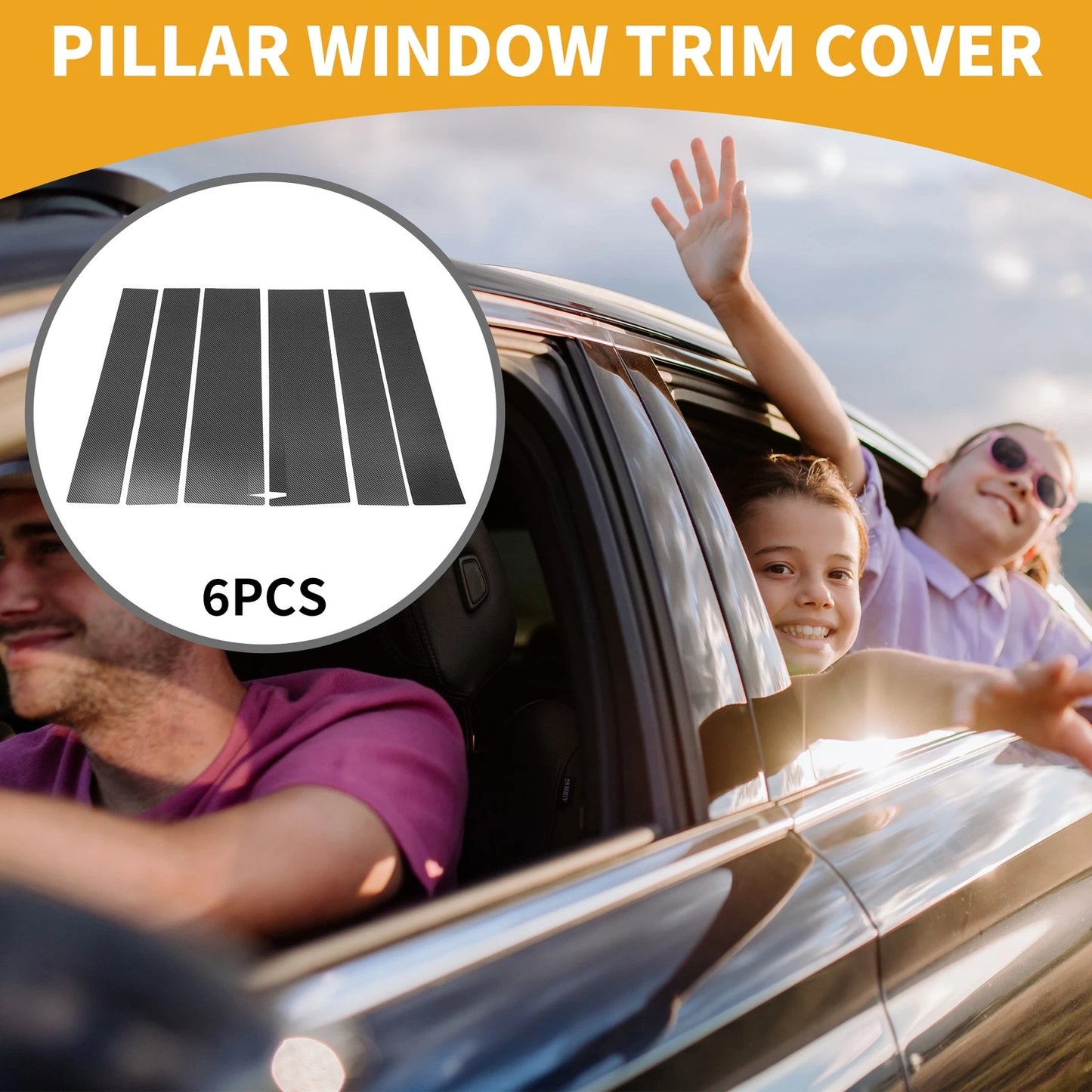 6 Pcs Door Pillar Window Trim for Honda STEPWGN (2022-2024) Carbon Fiber Black