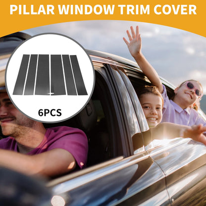 6 Pcs Door Pillar Window Trim for Honda STEPWGN (2022-2024) Carbon Fiber Black