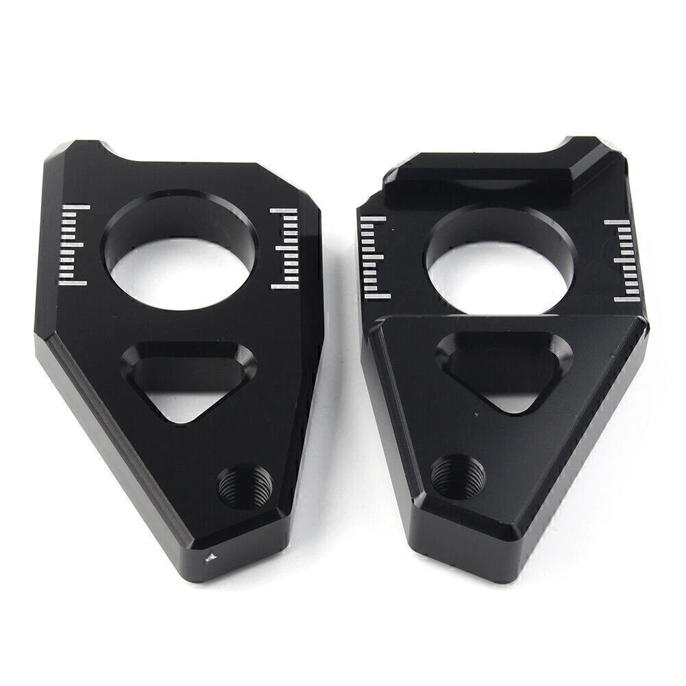 Black Axle Spindle Chain Adjuster Blocks for Yamaha YZF R1 FZ8 FZ1 TMAX 530
