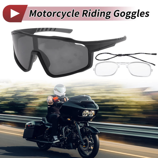Set Motorcycle Goggles Black Lens Gray Frame Tri-Acetyl Cellulos for Motorcycle