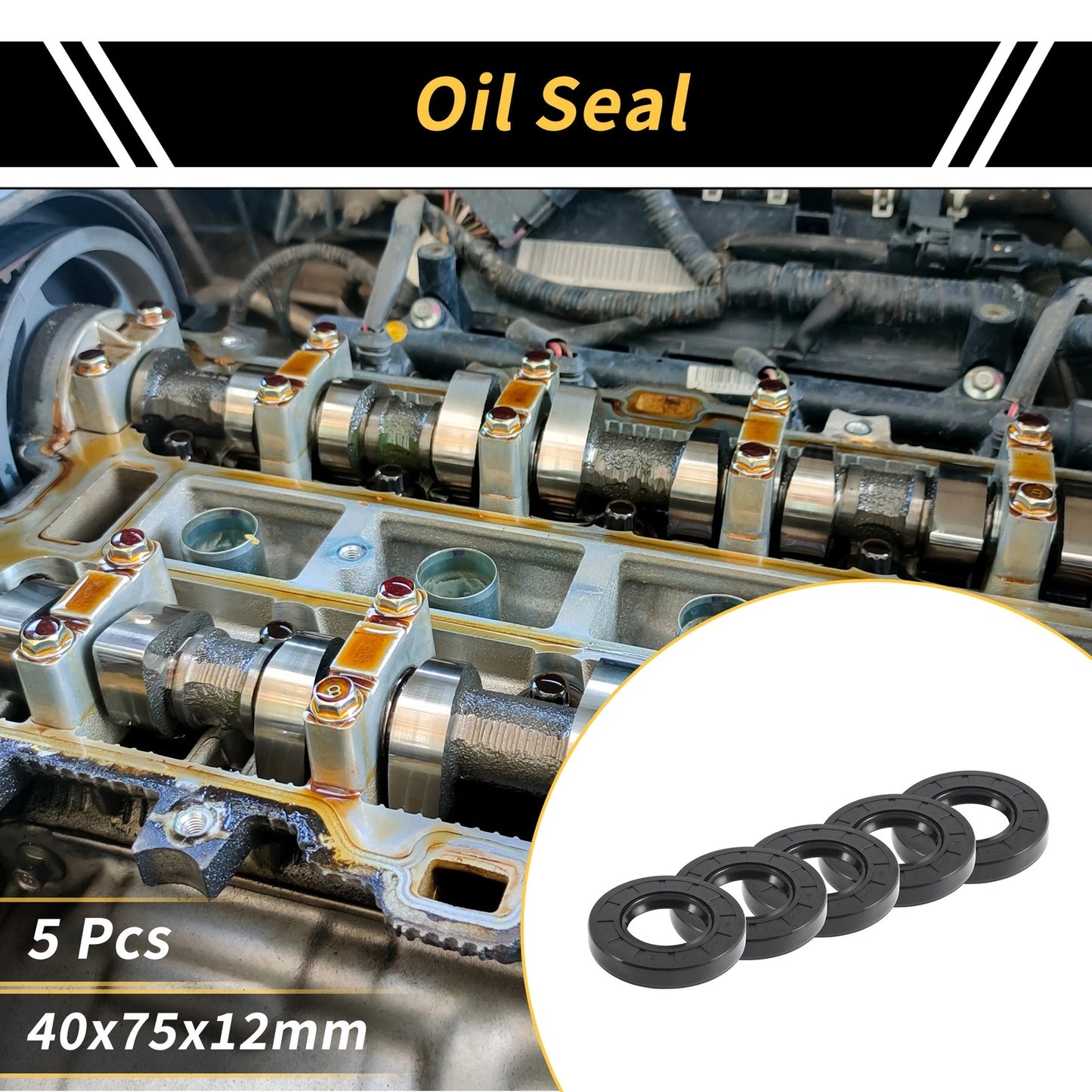 Oil Seal / 40x75x12mm / Seal Ring Rotary Shaft NBR Black / for Vehicle