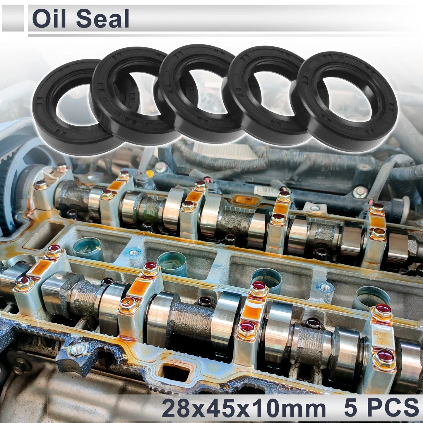 Oil Seal 28x45x10mm Nitrile Rubber Rotary Shaft Seal 5 Pcs for Make Model