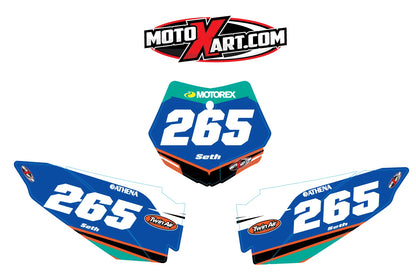 Custom Number Plate Stickers STRIKE Style for KTM 65 (2009-2015)