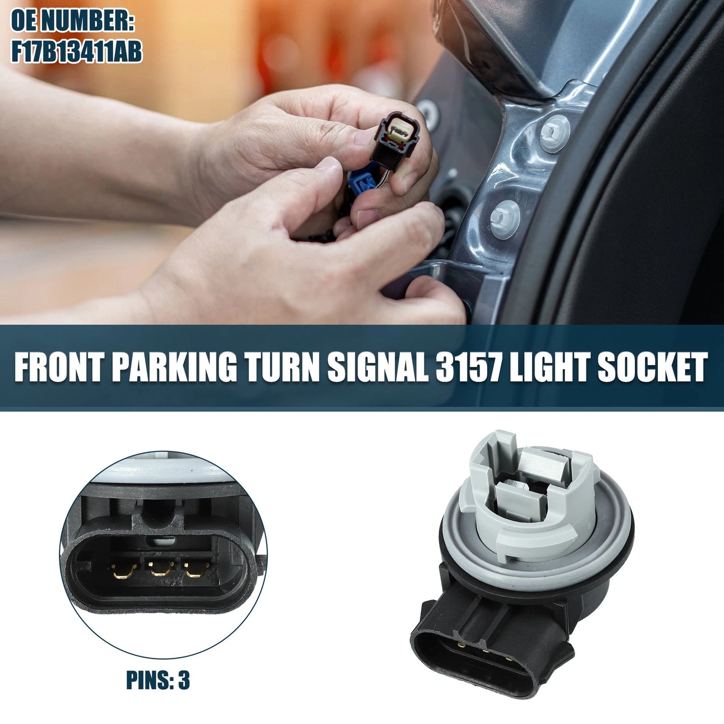 3157 Light Socket for Ford (3 Pins) - Front Parking Turn Signal (1997-2003)