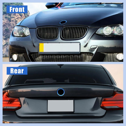 Front & Rear Emblem Ring Cover Trim Hood Logo Ring for BMW 3 Series Blue