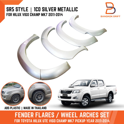 Silver Fender Flare Wheel Arch for Toyota Hilux Ute Vigo Champ (2011-2015)