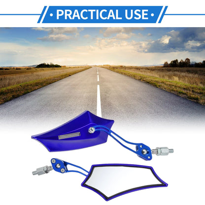 Rear View Mirrors / M10 M8 / Prismatic Shape Handlebar Blue for Motorcycle