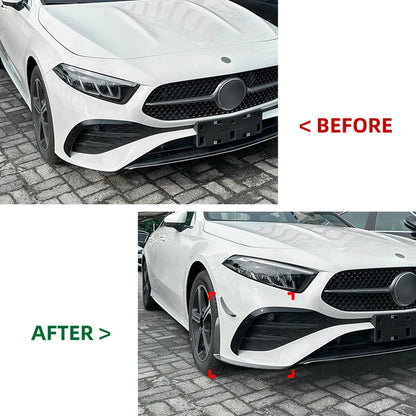 Gloss Black Front Side Spoiler Trim for Benz A Class W177 (2023-2024)