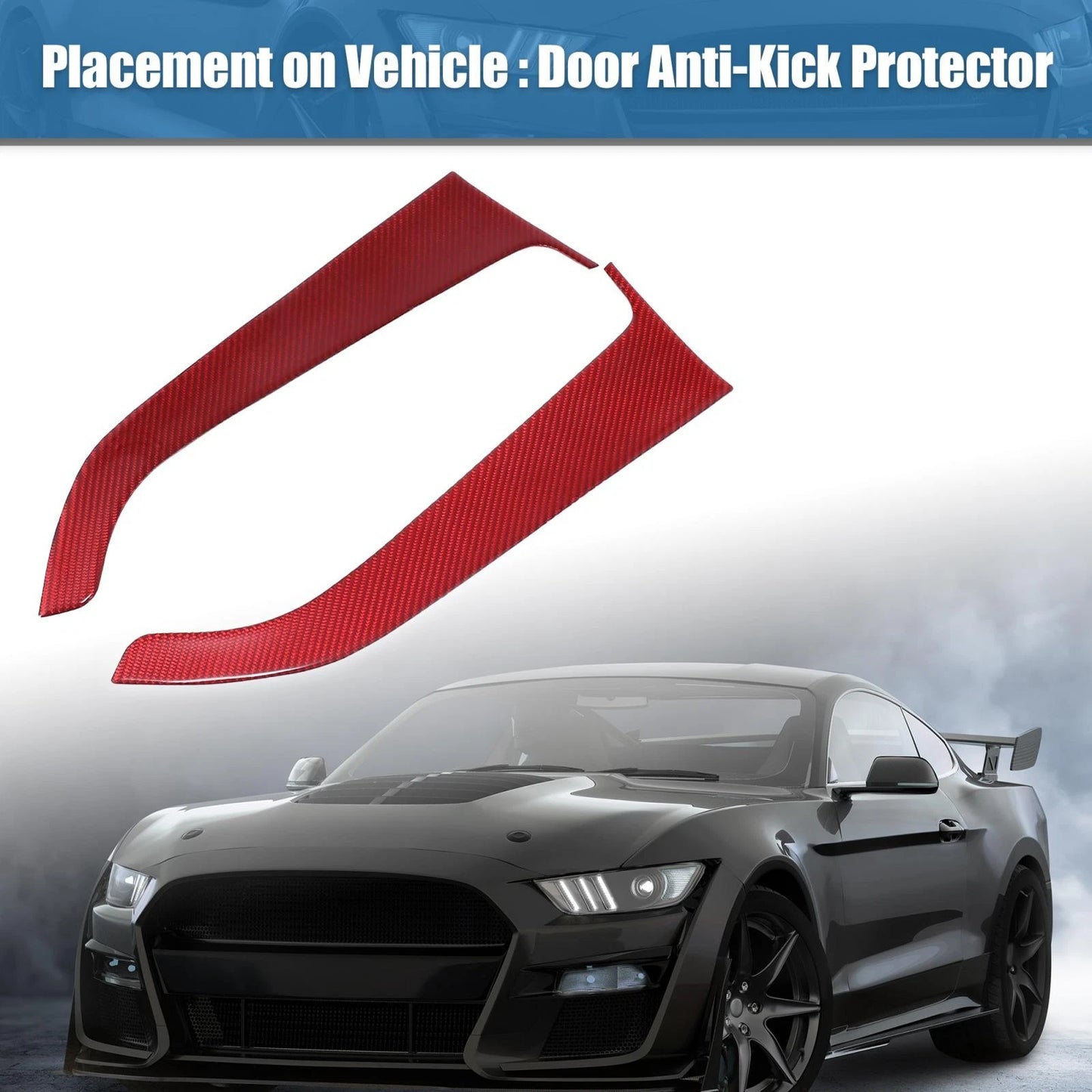 Door Panel Guard Protector Stickers for Ford Mustang (2015-2022) Red