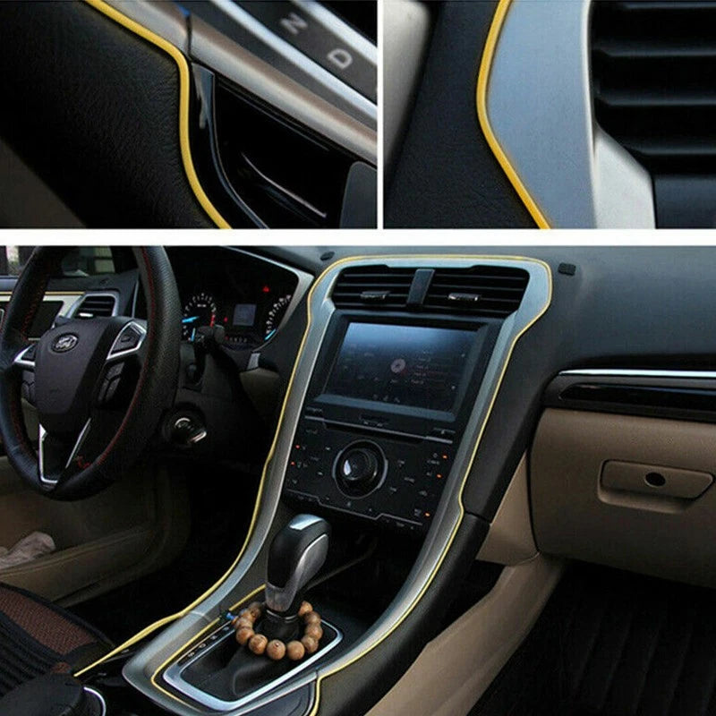 5M Yellow Car Interior Door Panel Gap Trim Strip for Universal Models