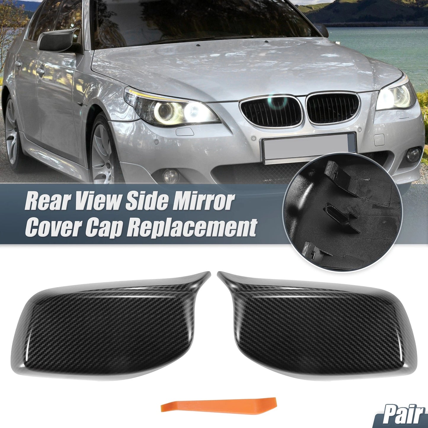 Carbon Fiber Rearview Mirror Cover for BMW E60 E61 525i 530i 545i (2006-2010)