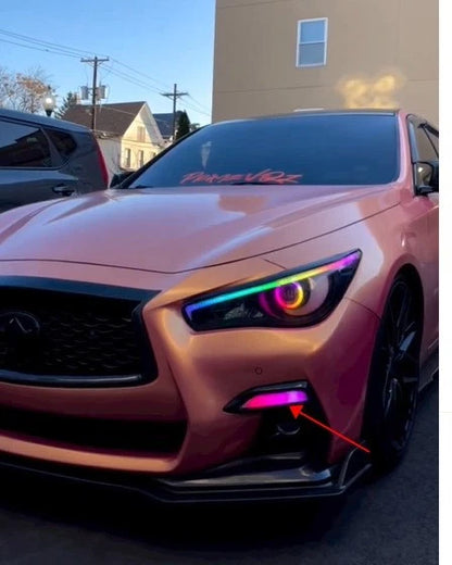 2 x RGB Smoked LED Fog Lights for Infiniti Q50 Q50S Sport (2014–2020)