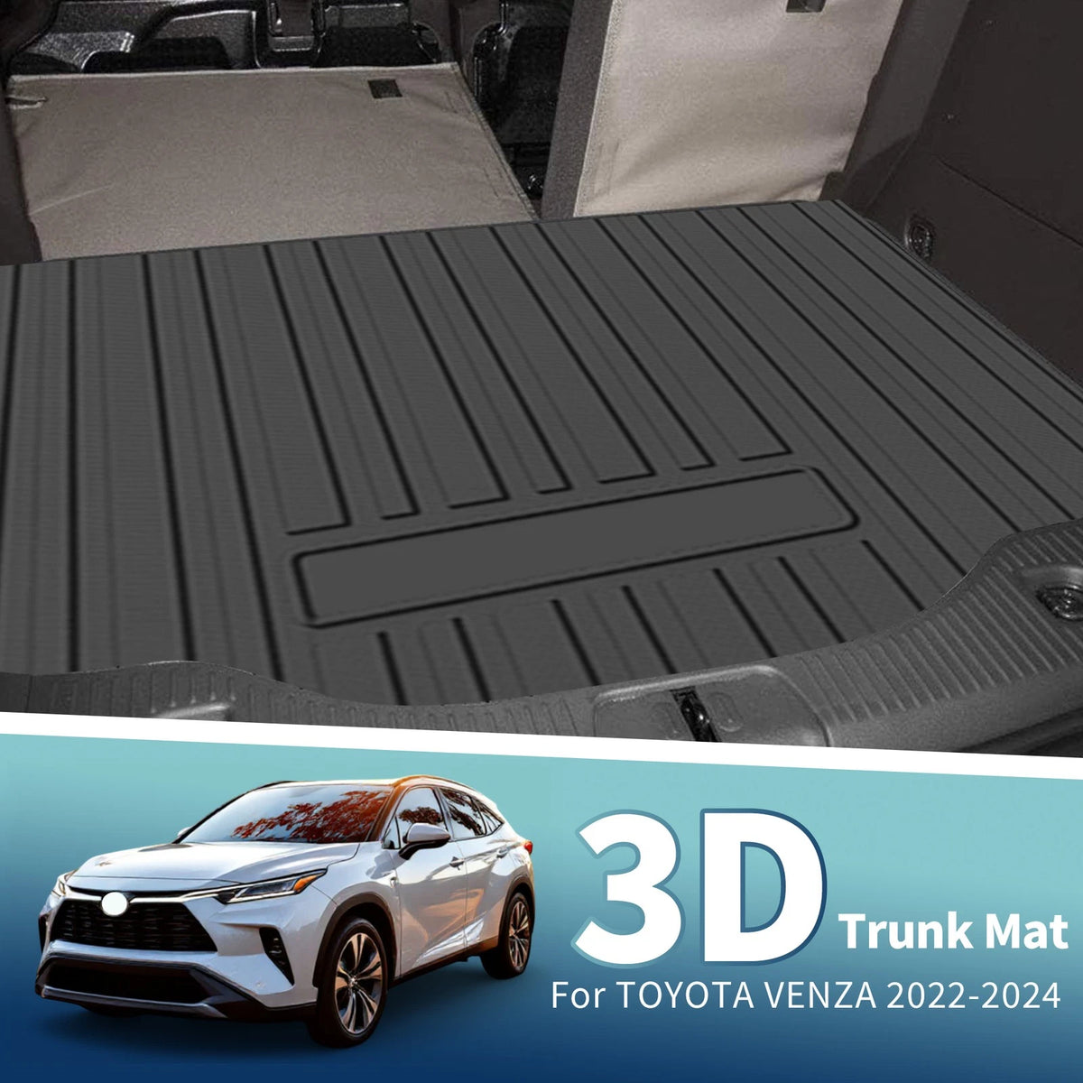 Flat Face Cargo Liner Rear Trunk Mat for Toyota Venza (2022-2024) 1 Pc